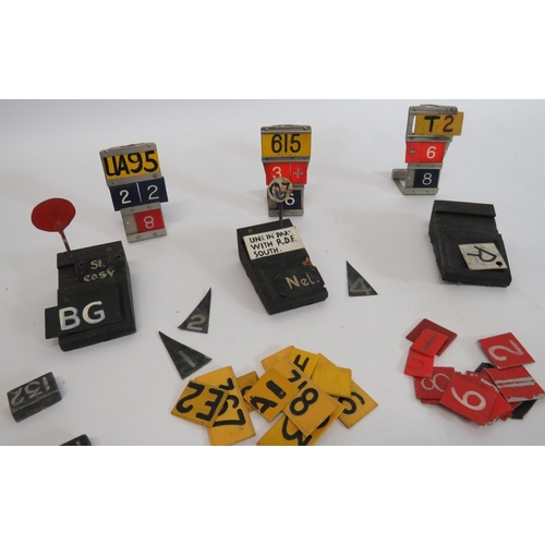 412 - Good Selection Of Aircraft Plotting Markers
including 3 x alloy plotting stands ... 3 x wooden plott... 