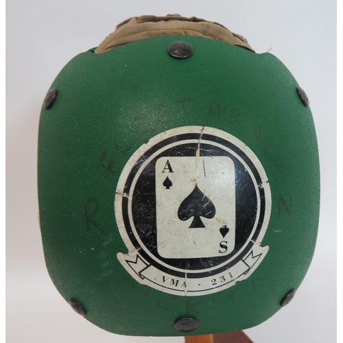 416 - 1970's Flight Deck Crewman's Helmet
green fibre crown pad stencilled 