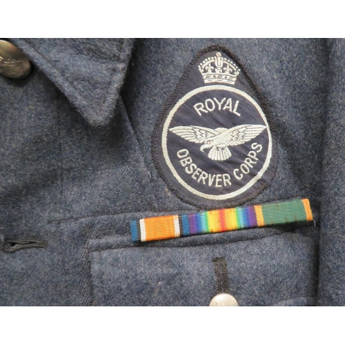 418 - 1942 Dated Royal Observer Corps Battledress and Trousers
blue grey, woollen, single breasted, closed... 