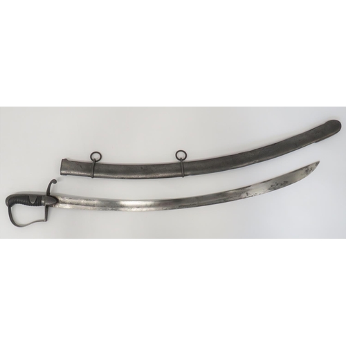 421 - 1796 Pattern Cavalry Sword
33 inch, single edged, slightly curved blade with wide fuller. Back edge ... 