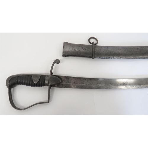 421 - 1796 Pattern Cavalry Sword
33 inch, single edged, slightly curved blade with wide fuller. Back edge ... 