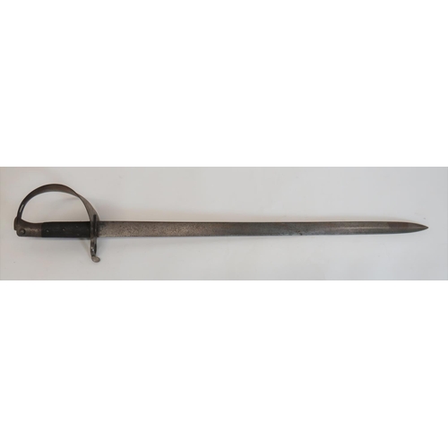 428 - Scarce P1858 Naval Cutlass Sword Bayonet
25 1/2 inch, single edged blade with back edge sharpened po... 