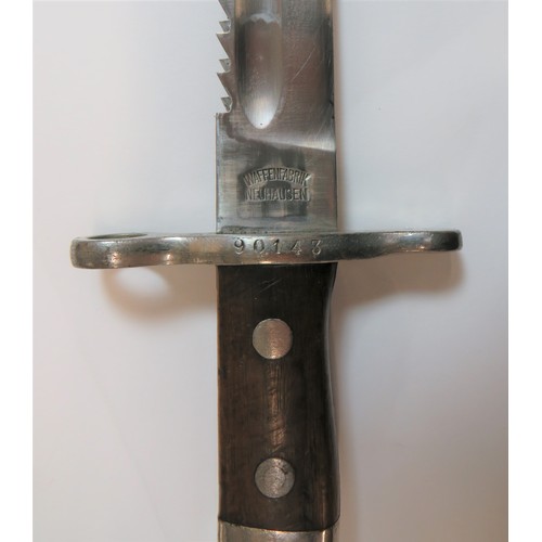 435 - Swiss Model 1914 Schmidt Rubin Sawback Bayonet18 .75 inch single edged blade with rear sawback . For... 