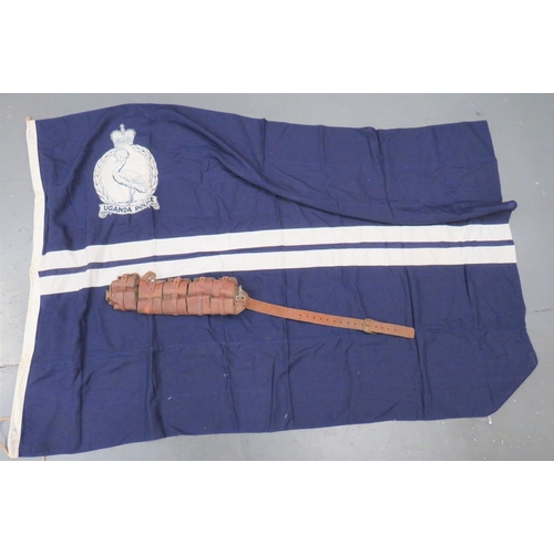 257 - Post 1953 Uganda Police Flag
6 x 4 foot, cotton flag with overlaid corner badge.  Seam dated 1958.  ... 