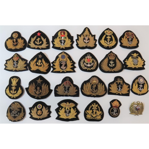 75 - Selection of Various Foreign Navy Officer Cap Badges
gilt embroidery examples of various ages includ... 