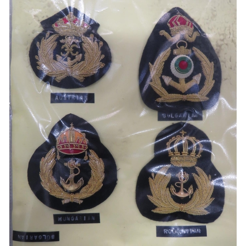 91 - Selection of Foreign Navy Officer Cap Badges
gilt embroidery examples of various ages including Japa... 