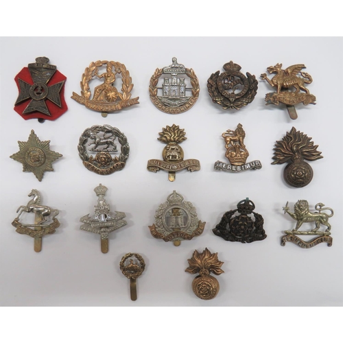 95 - Infantry and Yeomanry Cap Badges
including bi-metal Kings ... Bi-metal Hampshire (lugs) ... Brass ec... 