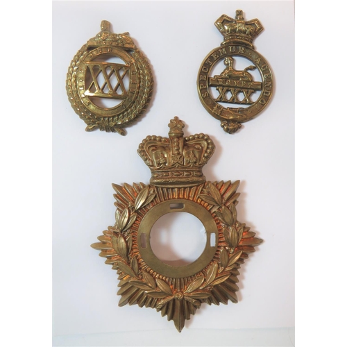 184 - 30th Regiment Glengarry Badges
consisting brass, Vic crowned belted circlet with central sphinx over... 