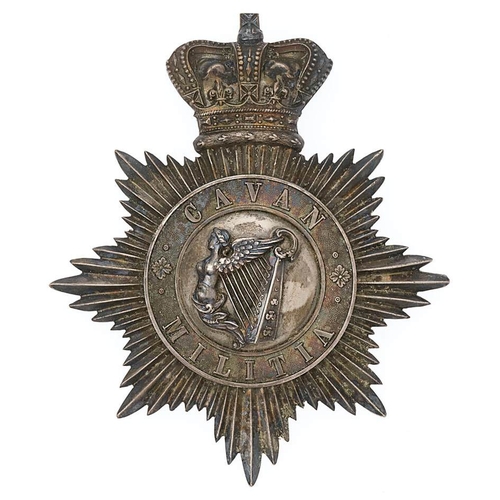 10 - Irish Cavan Militia Victorian Officer shako plate circa 1861-69.  Fine scarce die-stamped silvered c... 