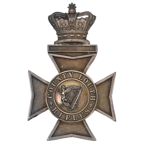 18 - Irish Louth Rifles Militia Victorian Officer pre 1881 pouch belt plate.  Fine rare die-stamped silve... 