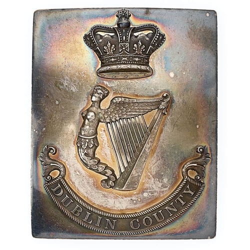 26 - Irish County Dublin Militia Victorian Officer shoulder belt plate.  Fine rare silvered rectangular p... 