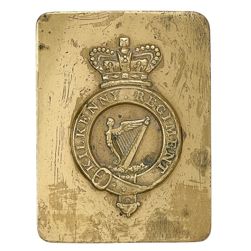 27 - Irish Kilkenny Regiment of Militia 19th century shoulder belt plate.  Good rare die-stamped brass re... 