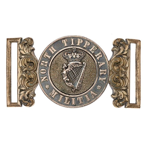 33 - Irish North Tipperary Militia Victorian Officer waist belt clasp circa 1856-81.   Good rare silver-p... 