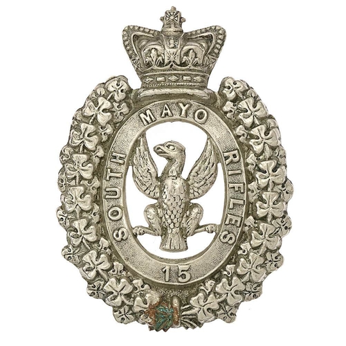 43 - Irish South Mayo Rifles Militia Victorian glengarry badge circa 1874-81.  Good die-stamped white met... 