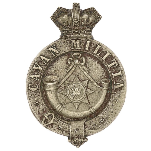 47 - Irish Cavan Militia Victorian glengarry badge circa 1874-81.  Good rare die-stamped white-metal crow... 