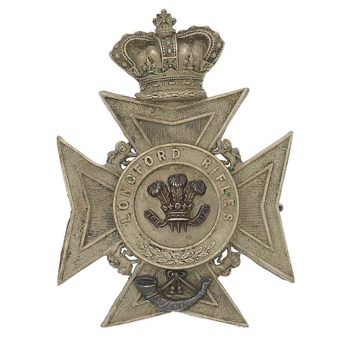 5 - Irish Longford Light Infantry Militia Victorian helmet plate circa 1878-81  Good rare die-stamped wh... 