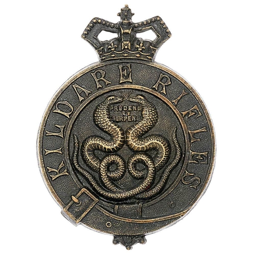 50 - Irish Kildare Rifles Militia Victorian glengarry badge circa 1874-81.  Good die-stamped blackened br... 