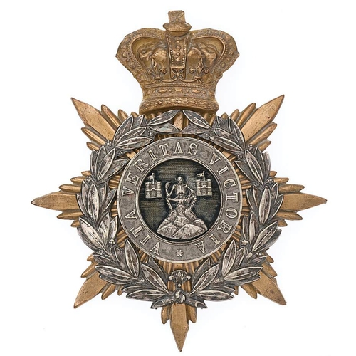 6 - Irish Londonderry Militia Victorian Officer helmet plate circa 1878-81.  Good rare gilt crowned star... 