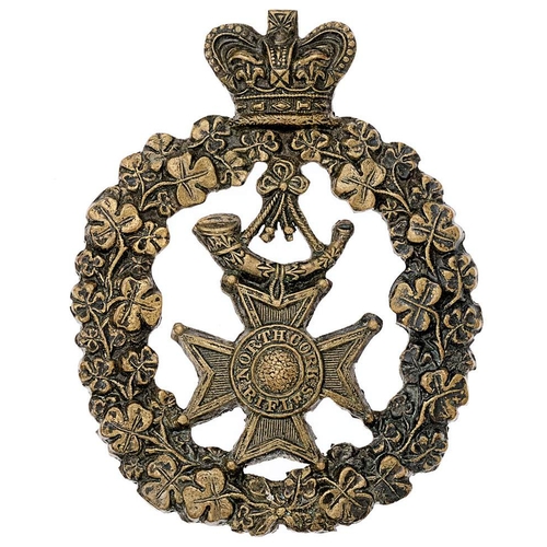56 - Irish North Cork Militia Victorian glengarry circa 1874-81.  Good rare die-stamped bronze crowned sh... 