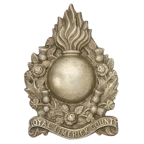 58 - Irish Royal Limerick County Militia Victorian glengarry badge circa 1874-81.  Good scarce die-stampe... 