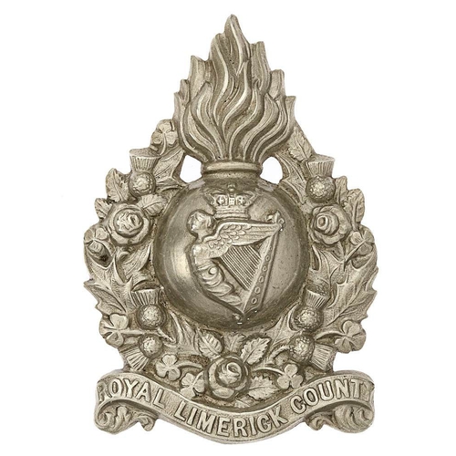 59 - Irish Royal Limerick County Militia Victorian glengarry badge circa 1874-81.  Good scarce die-stampe... 