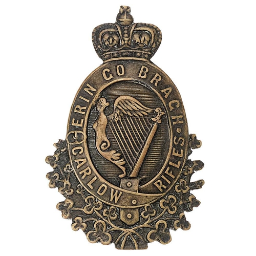65 - Irish Carlow Rifles Militia Victorian glengarry badge circa 1874-81.  Good die-stamped usual thin br... 