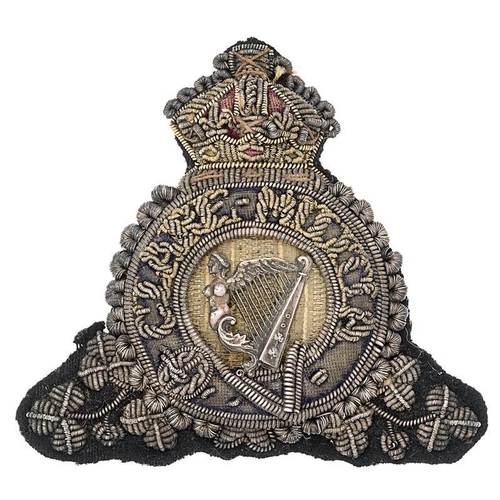 74 - Irish Clare Militia Victorian Officer pre 1881 forage cap badge.  Good rare padded black cloth examp... 