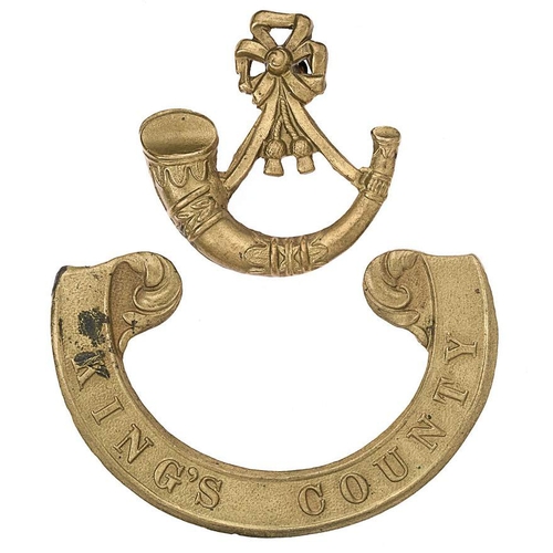 77 - Irish Kings County Militia Victorian scroll pattern forage cap badge circa 1858-74.  Good scarce die... 