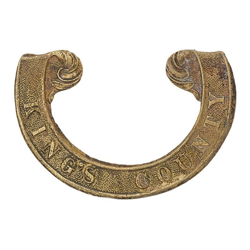82 - Irish Kings County Militia Victorian scroll pattern forage cap badge circa 1858-74.  Good scarce rat... 
