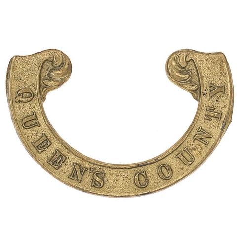 83 - Irish Queens County Militia Victorian scroll pattern forage cap badge circa 1858-74.  Good scarce di... 