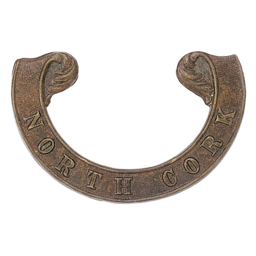 84 - Irish North Cork Militia Victorian scroll pattern forage cap badge circa 1858-74.  Good scarce die-s... 