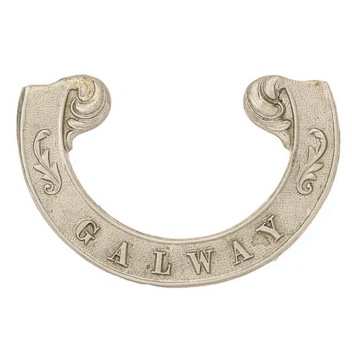 89 - Irish Galway Militia Victorian scroll pattern forage cap badge circa 1858-74.  Good scarce die-stamp... 