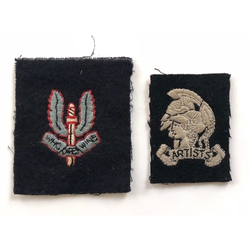 157 - Artists Rifles (21st Special Air Service) SAS formation signs.   Good scarce embroidered winged dagg... 
