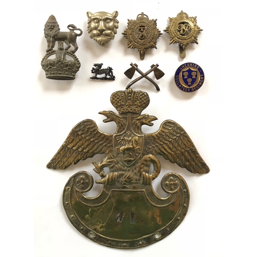 165 - 8 various badges and a Boer War Ladysmith Pass.  Royal Dragoons NCO arm badge ... Shropshire Yeomanr... 