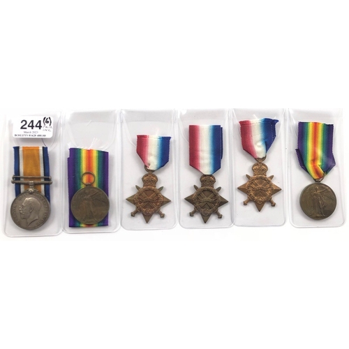 244 - 6 x  1/56 Rifles Frontier Force WW1 Campaign Medals.   British War Medal and Victory Medal Pair 1126... 