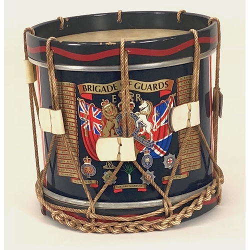 262 - Brigade of Guards, Regimental side drum.  A good rope tension display example. The front emblazoned ... 