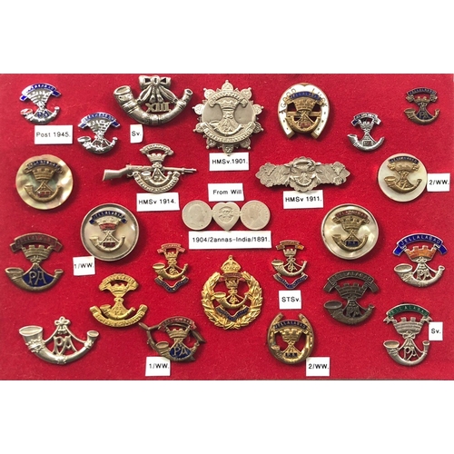 271 - 25 Somerset Light Infantry Regimental Sweetheart Brooches and Lapel Badges  A good selection coverin... 