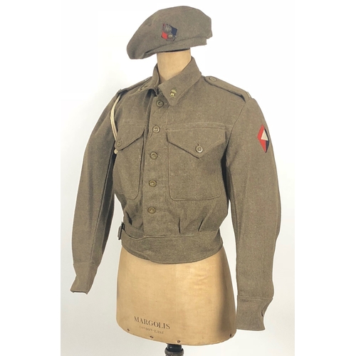 295 - WW2 Royal Artillery 1st Division Battledress Blouse Uniform and Beret.  A good originally badged 194... 