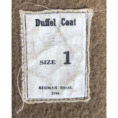 298 - WW2 1944 Dated Military Duffle Coat.  A very good example retaining wood peg and loop fastening. Com... 