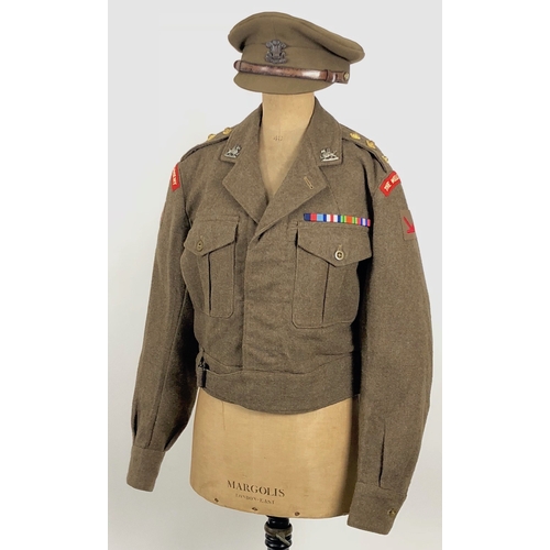 303 - Welsh Regiment 53rd Division Battledress Blouse and Cap.  This blouse is tailored with Welsh Regimen... 