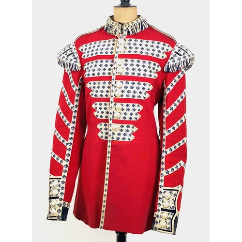 308 - Coldstream Guards Drummers tunic.  Scarlet woollen cloth with dark blue facings to the cuff and coll... 