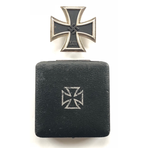 350 - German Third Reich cased 1939 Iron Cross 1st Class by C.F. Zimmermann, Pforzheim.  Fine example with... 