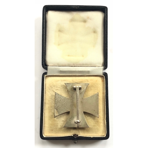 351 - German Third Reich cased 1939 Iron Cross 1st Class.  Fine example with made silvered frame and magne... 