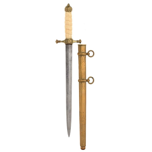 398 - German Imperial Kaiserliche Marine Naval Officer dagger.  A good example. The 21.5 cm plated blade b... 