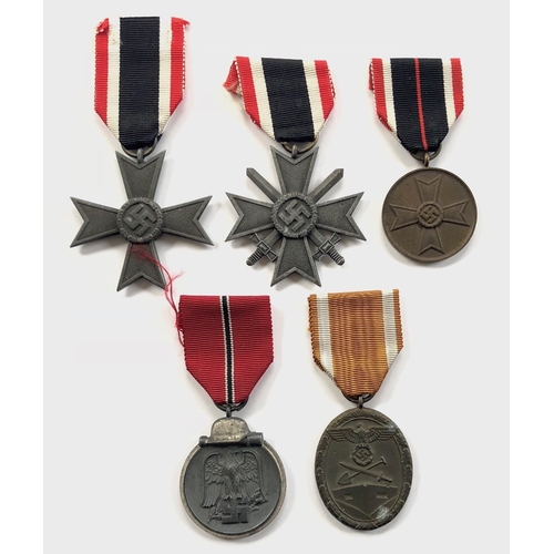 405 - German Third Reich. 5 various medals. War Merit Cross 2nd Class ... War Merit Cross 2nd Class with s... 