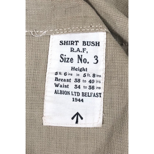 459 - WW2 1944 RAF Issue KD Bush Shirt.  A good example with issue label indicating size 3 ... Accompanied... 