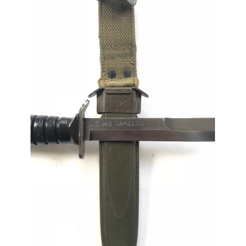 479 - American M3 Combat Knife by Camillus with M8 Scabbard A good example, the 17cm, single edged blade w... 