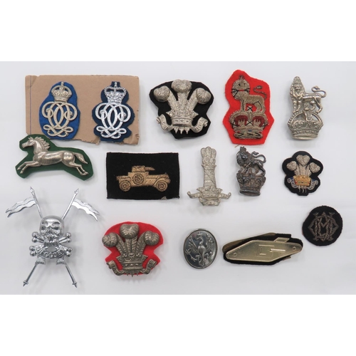 1 -  15 Items of Cavalry Arm Badges 
including white metal 5th Dragoon Guards ... Silvered Vic crown Roy... 