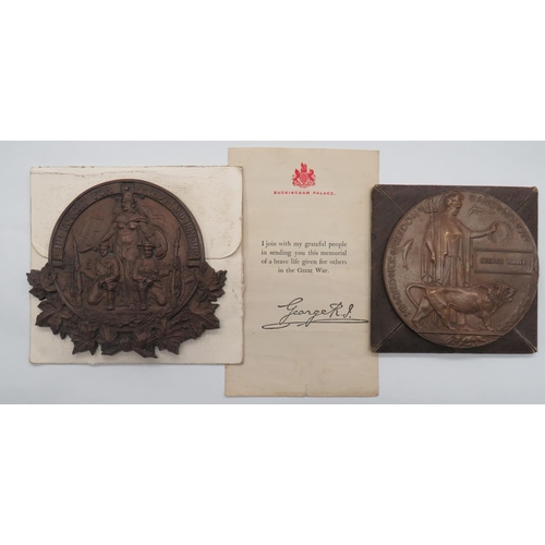 122 - WW1 Casualty Death Plaque and Canadian Memorial Plaque
death plaque penny named 