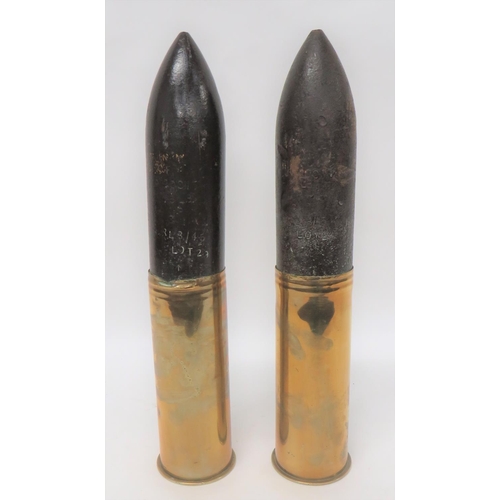 139 - Two WW1 Dated Inert German Shells
brass case.  The bases dated 1915 and 1916.  Solid steel heads.  H... 